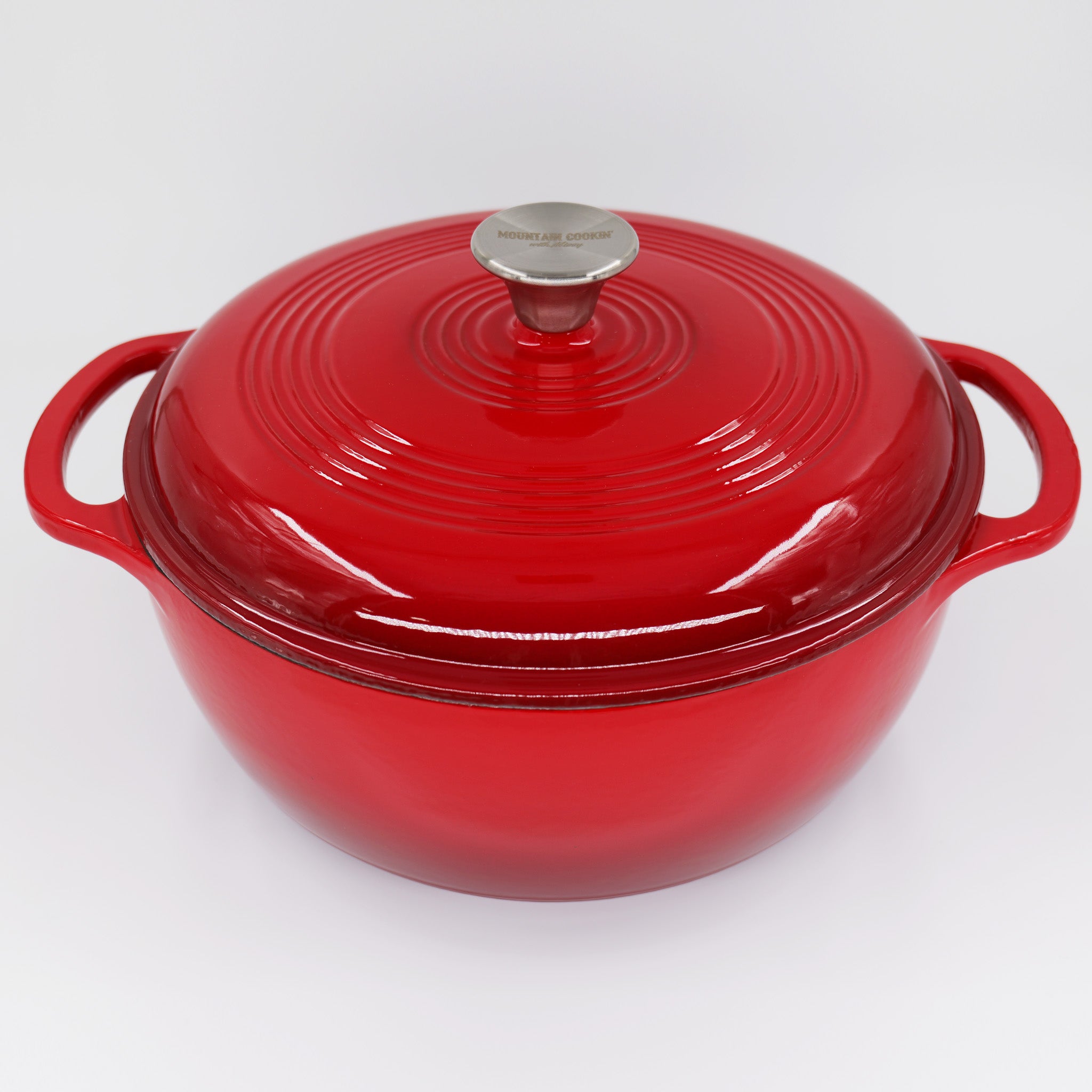 7 Quart Enameled Cast Iron Dutch Oven with Lid - Rooster Red - Mountain Cookin' with Missy