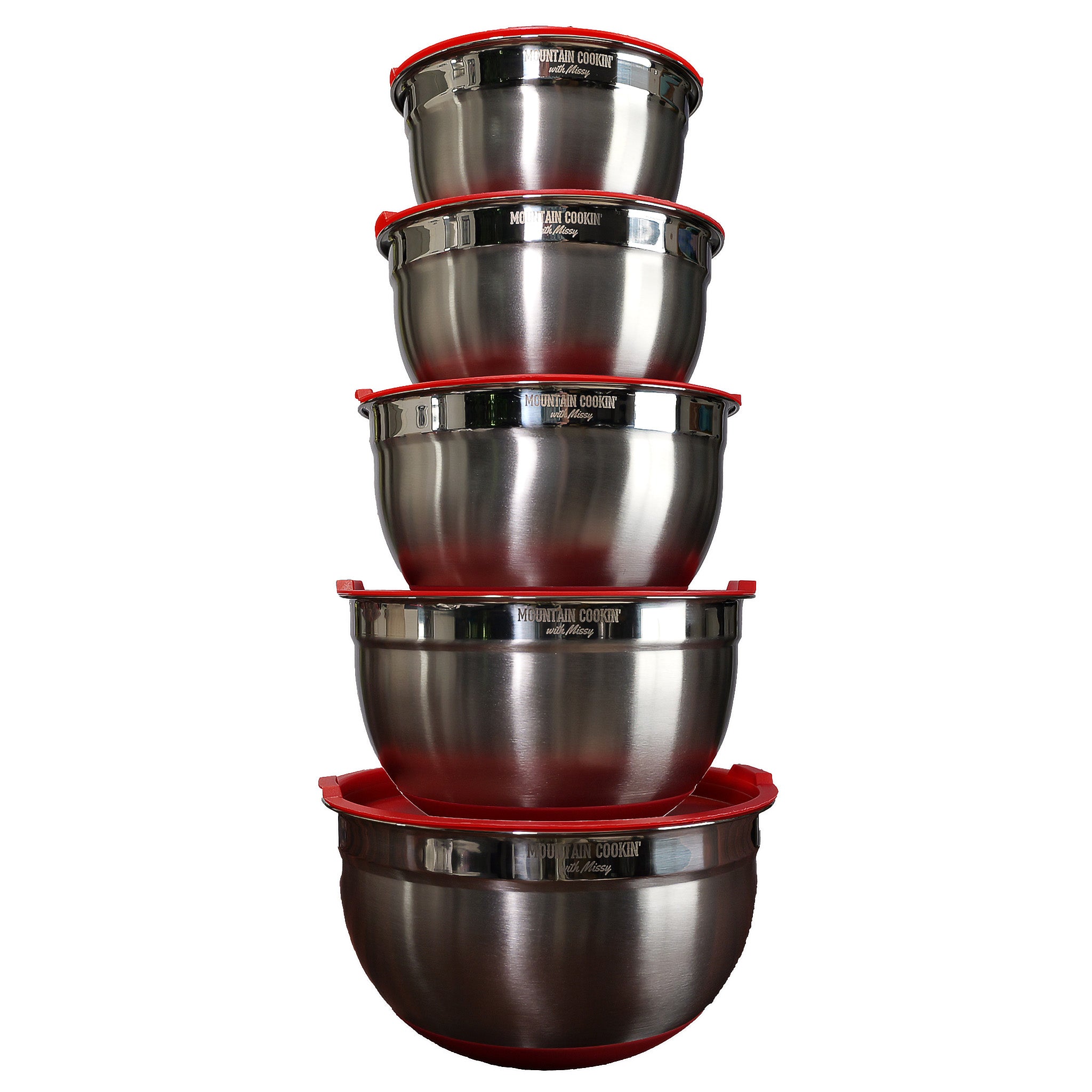 Stainless Steel Non - Slip Mixing Bowls with Lids (10 Piece) - Mountain Cookin' with Missy