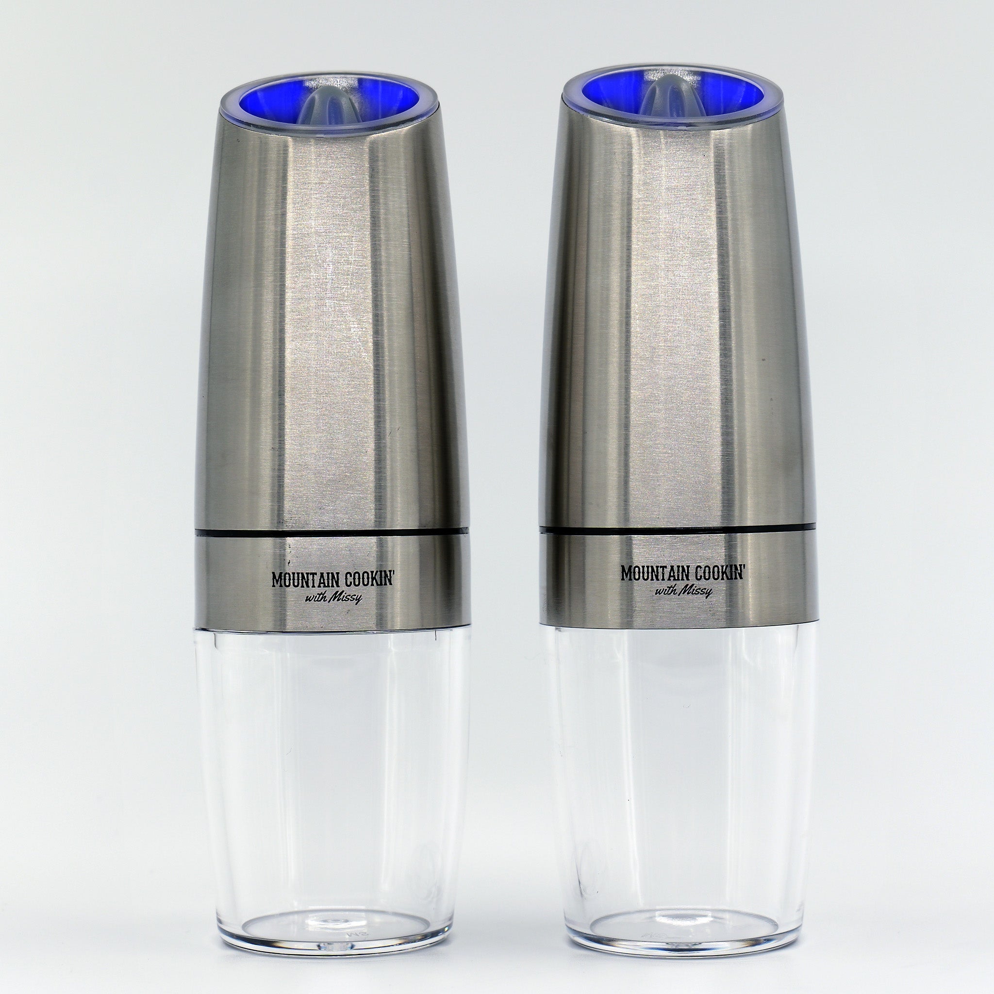 Stainless - Steel Powered Gravity Salt and Pepper Grinder Set - Mountain Cookin' with Missy