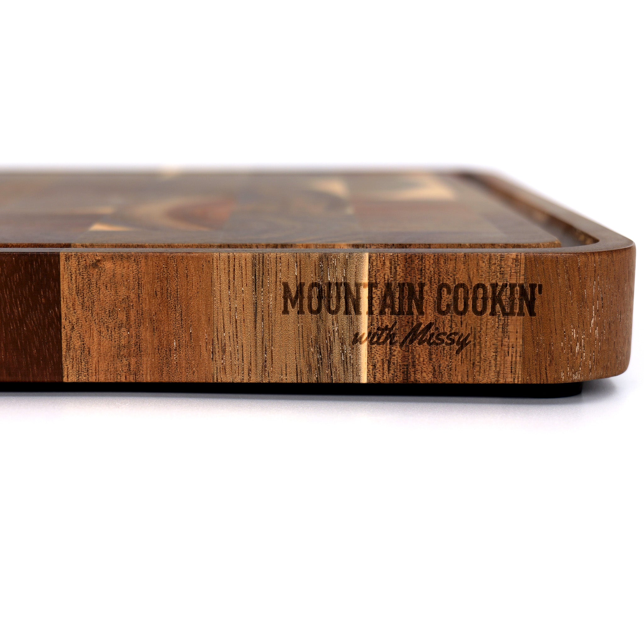 Acacia Wood Cutting Board 13.5" x 9.75" x 1" - Mountain Cookin' with Missy