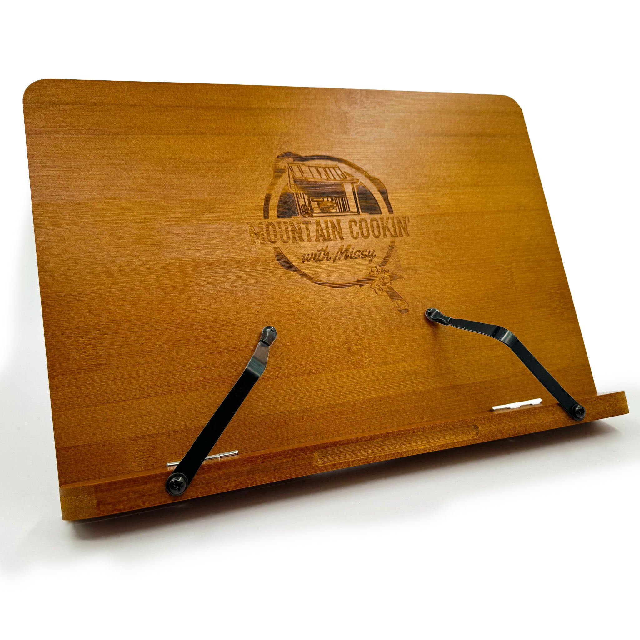 Bamboo Recipe Book Stand, Adjustable Book Holder, Cookbook Stand
