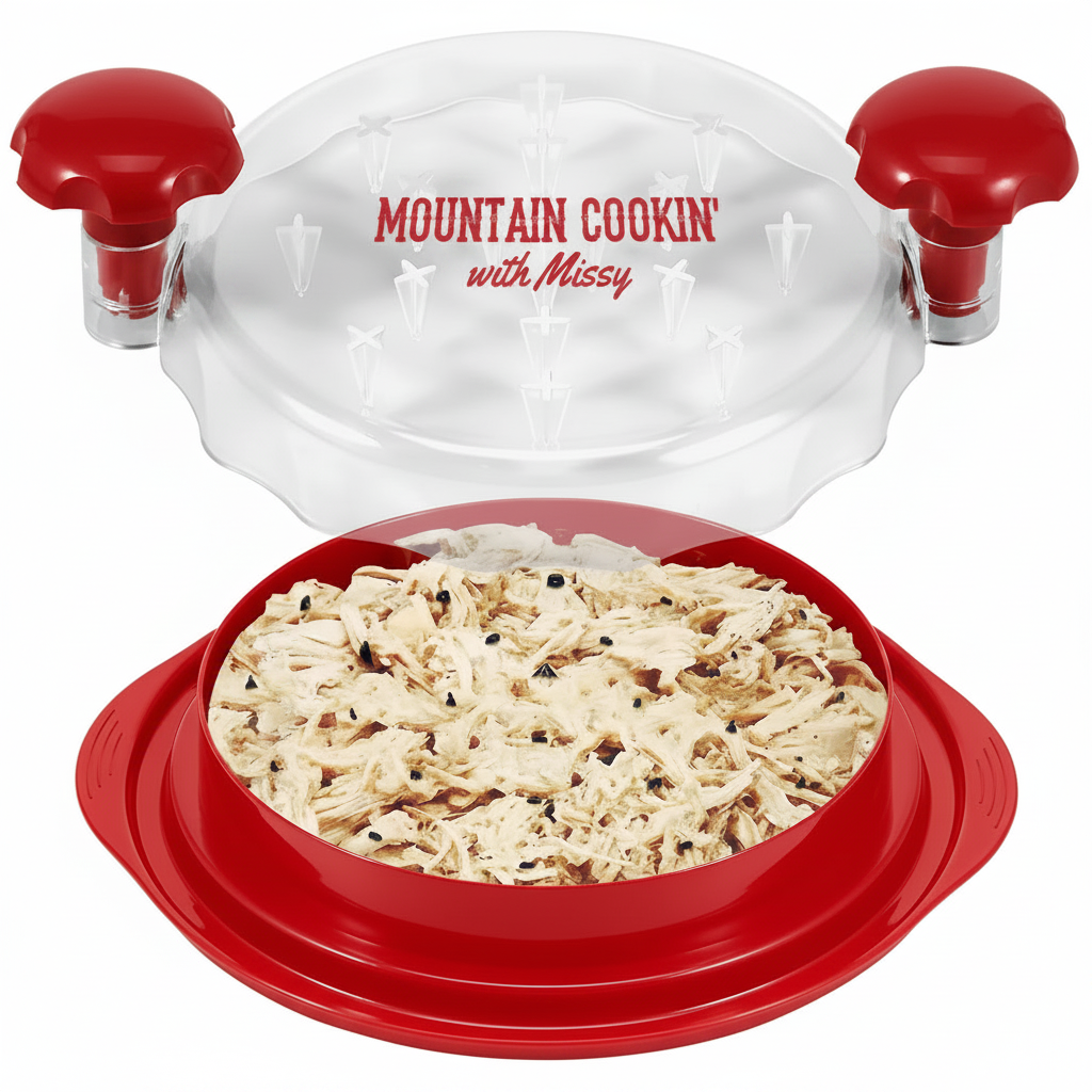 Large Chicken Breast Shredder Tool – Twist Clear Design with Suction Cups (13.4 oz Capacity) - Mountain Cookin' with Missy