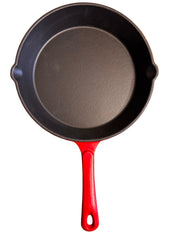 Premium 8" Enamel - Coated Cast Iron Skillet – Red - Mountain Cookin' with Missy