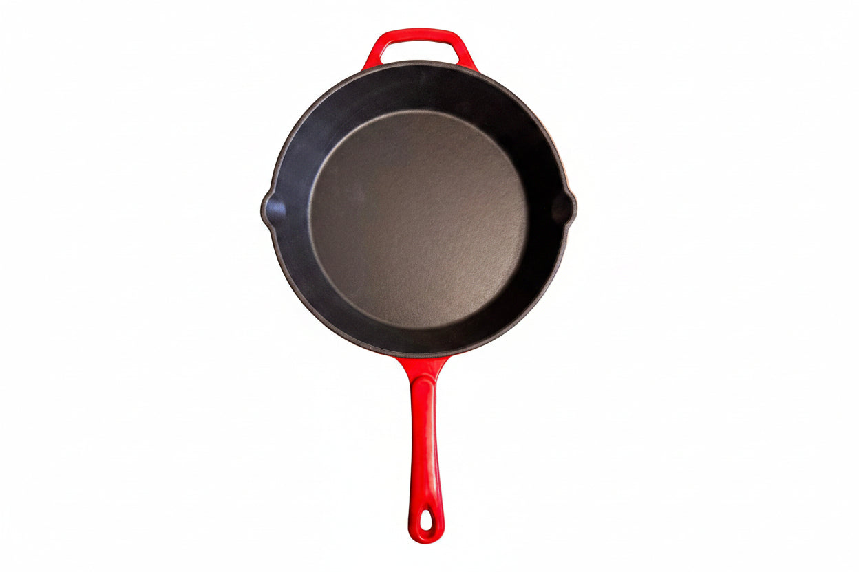 Premium 8" Enamel - Coated Cast Iron Skillet – Red - Mountain Cookin' with Missy