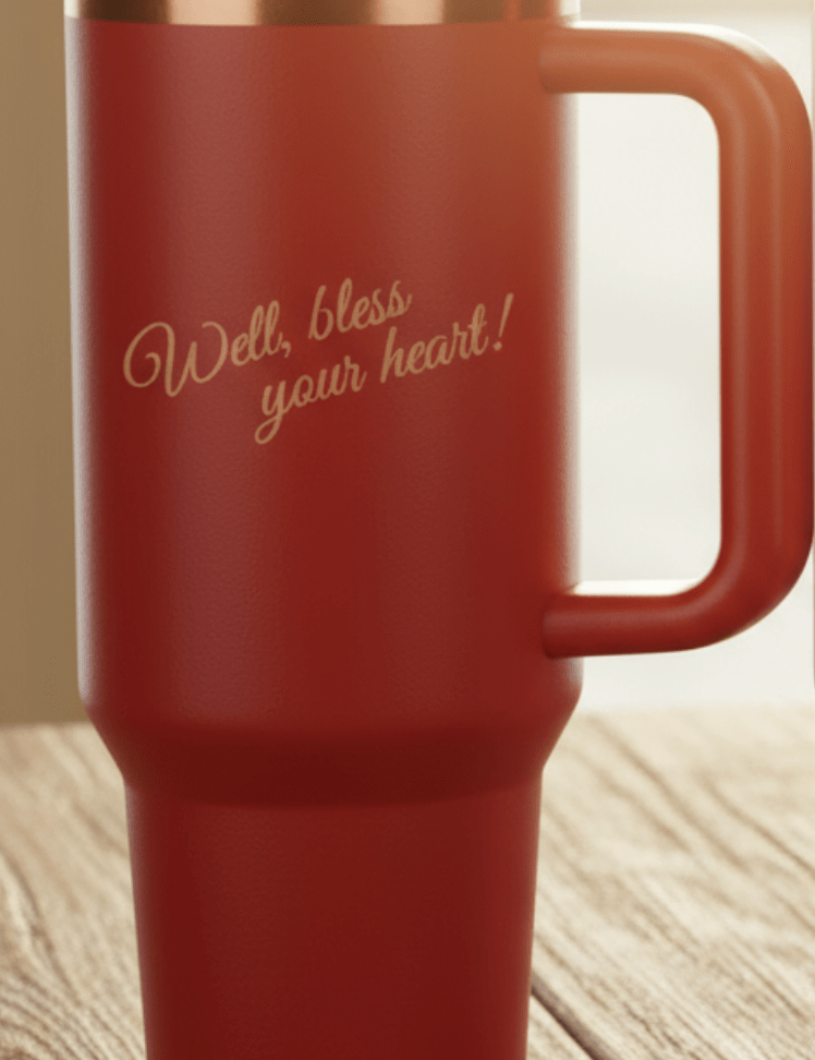 "Well, Bless Your Heart!" Laser Etched Rose Gold - Mountain Swigger - 40oz - Preorder - Mountain Cookin' with Missy