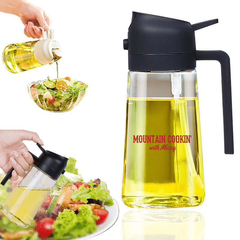 High - Quality 470ml Glass Olive Oil Sprayer Bottle – For Air Fryer, BBQ, Salad & Cooking - Mountain Cookin' with Missy