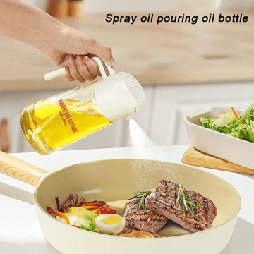 2-in-1 Glass Cooking Oil Sprayer & Pour Bottle – Refillable 470 ml Olive Oil Dispenser for Cooking, Air Fryer, and Salad