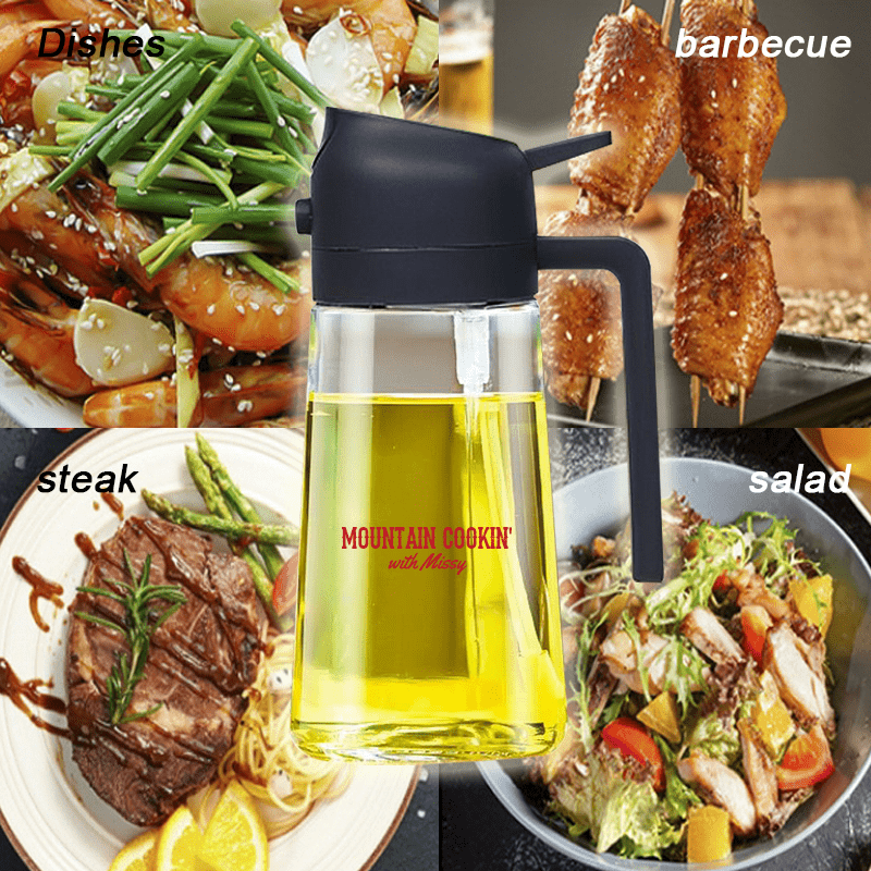 High - Quality 470ml Glass Olive Oil Sprayer Bottle – For Air Fryer, BBQ, Salad & Cooking - Mountain Cookin' with Missy