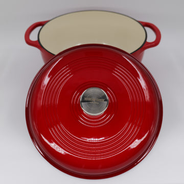 3 Quart Enameled Cast Iron Dutch Oven with Lid - Rooster Red