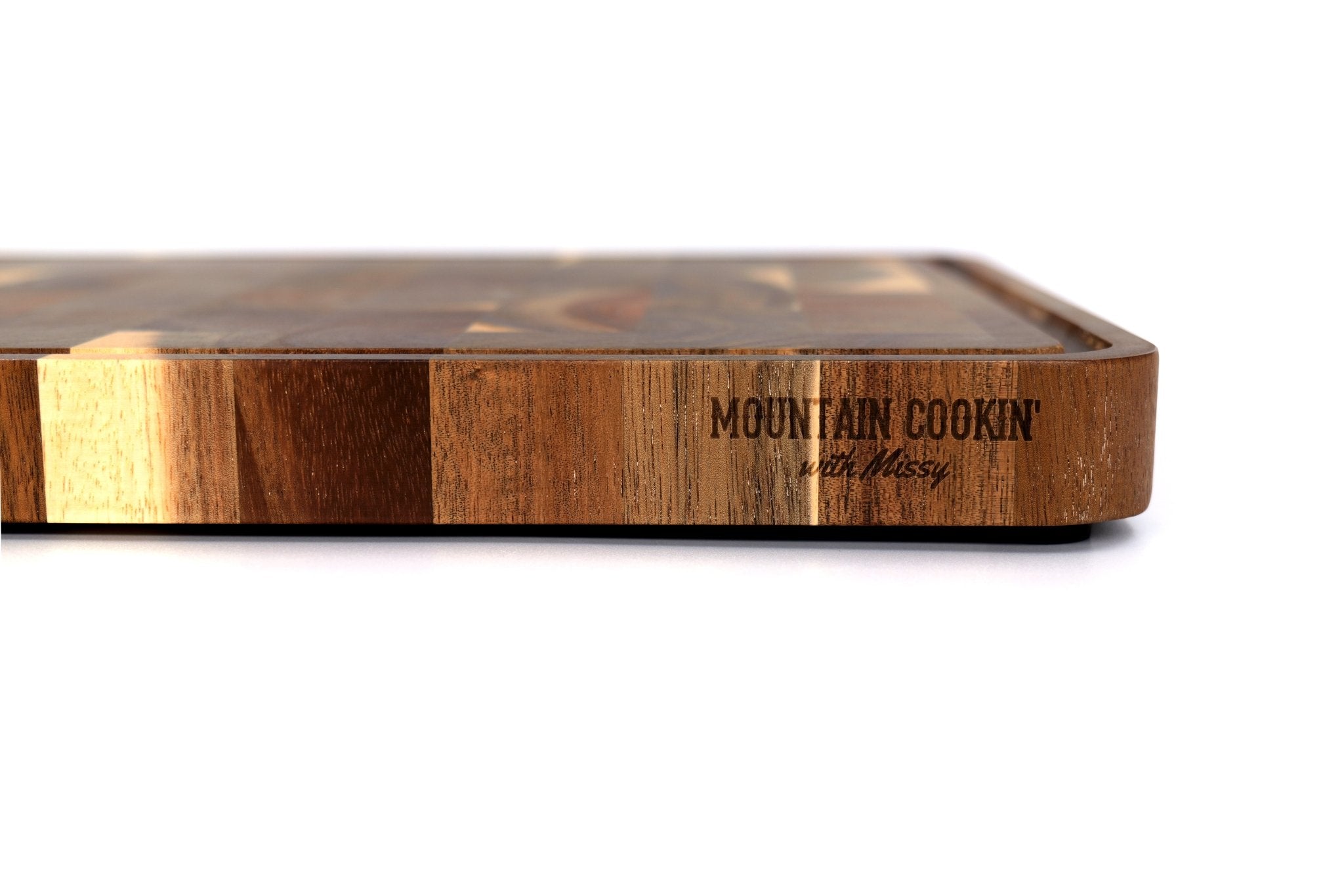 Acacia Wood Cutting Board 13.5" x 9.75" x 1" - Mountain Cookin' with Missy