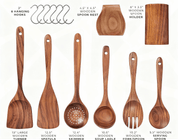 8 - Piece Wooden Kitchen Utensil Set with 360° Large, 7.2" Rotating Holder – Natural Teak & Acacia Wood - Preorder - Mountain Cookin' with Missy