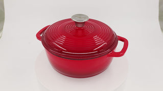 3 Quart Enameled Cast Iron Dutch Oven with Lid - Rooster Red